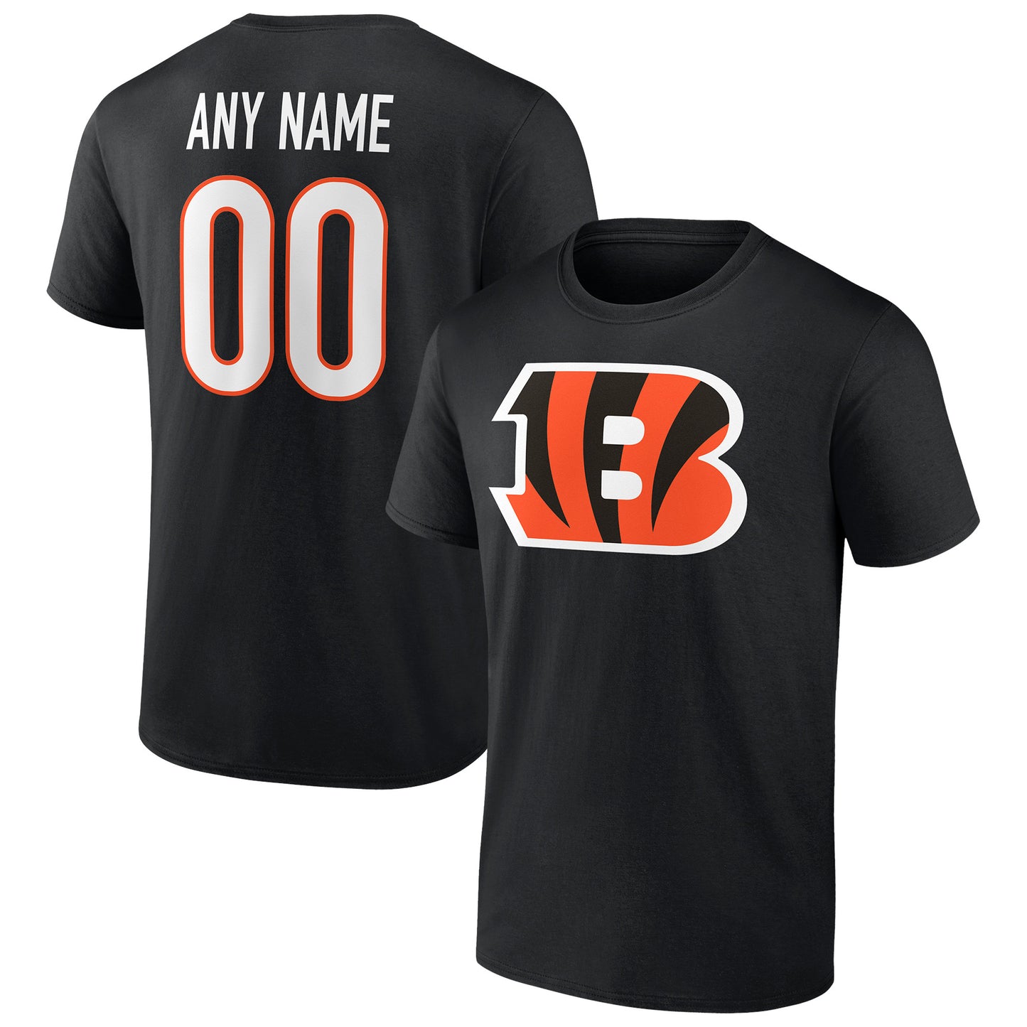 Men's Black Cincinnati Bengals Team Authentic Personalized Name & Number T-Shirt