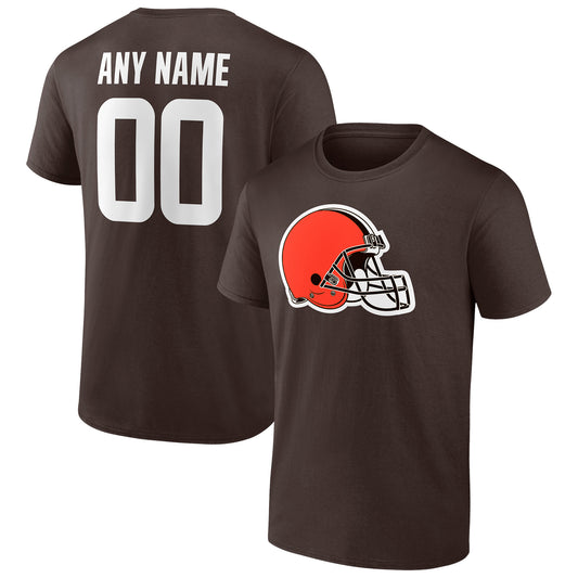 Men's Brown Cleveland Browns Team Authentic Personalized Name & Number T-Shirt