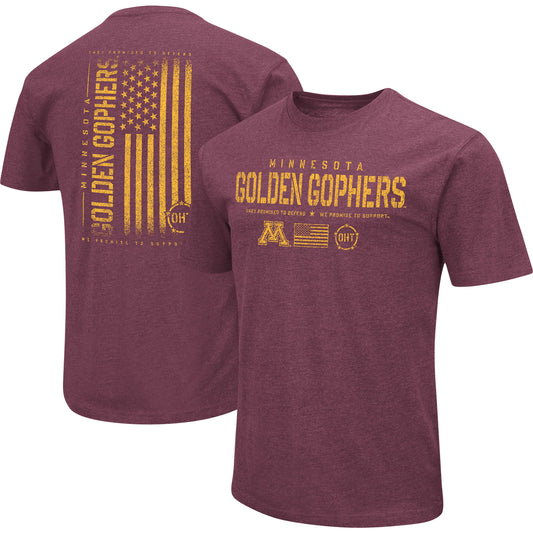 Men's Colosseum Heather Maroon Minnesota Golden Gophers OHT Military Appreciation Flag 2.0 T-Shirt