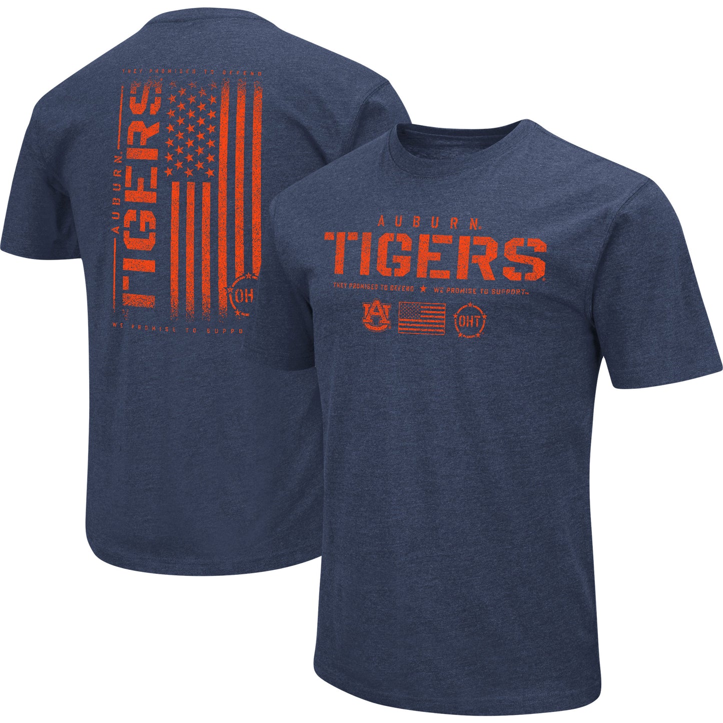 Men's Colosseum Heather Navy Auburn Tigers OHT Military Appreciation Flag 2.0 T-Shirt