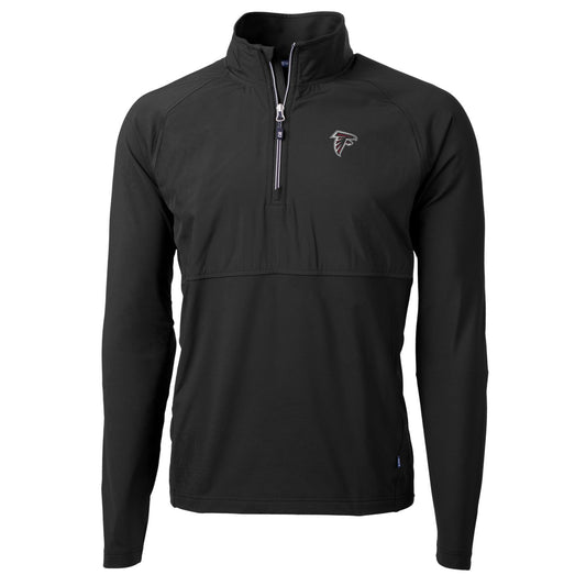 Men's Cutter & Buck Black Atlanta Falcons Adapt Eco Knit Hybrid Recycled Quarter-Zip Raglan Jacket