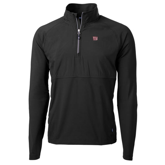 Men's Cutter & Buck Black New York Giants Adapt Eco Knit Hybrid Recycled Quarter-Zip Raglan Jacket