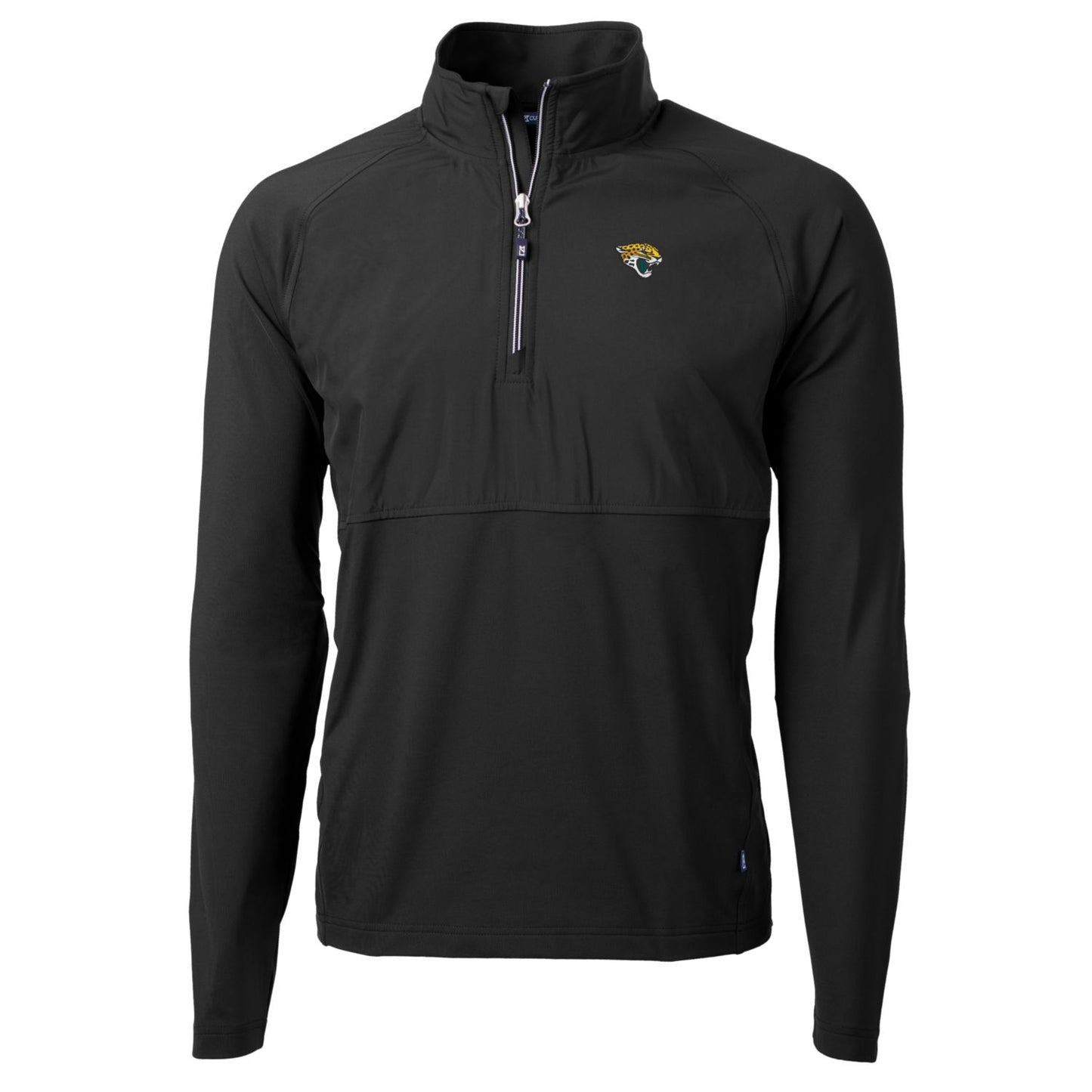 Men's Cutter & Buck Black Jacksonville Jaguars Adapt Eco Knit Hybrid Recycled Quarter-Zip Raglan Jacket