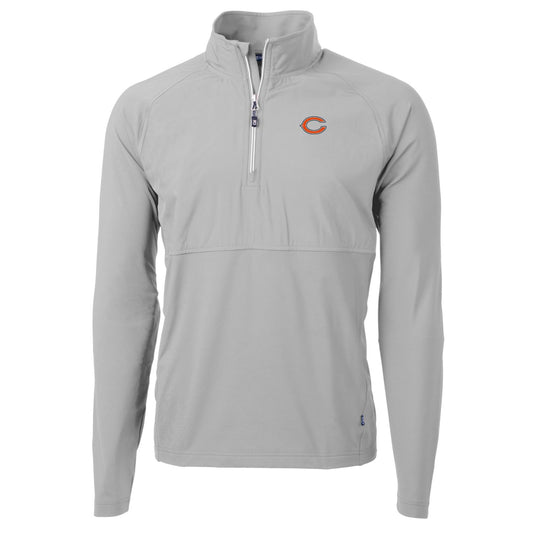 Men's Cutter & Buck Gray Chicago Bears Adapt Eco Knit Hybrid Recycled Quarter-Zip Raglan Jacket