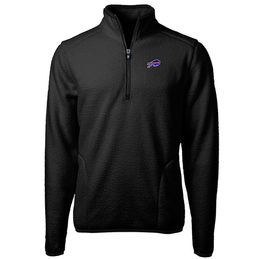 Men's Cutter & Buck Black Buffalo Bills Cascade Eco Sherpa Fleece Quarter-Zip Pullover Jacket