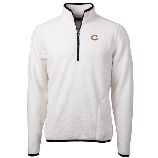 Men's Cutter & Buck White Chicago Bears Cascade Eco Sherpa Fleece Quarter-Zip Pullover Jacket