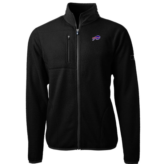 Men's Cutter & Buck Black Buffalo Bills Cascade Eco Sherpa Fleece Full-Zip Jacket