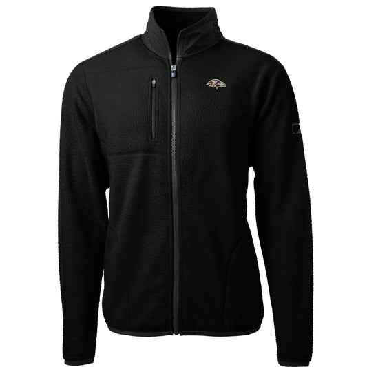 Men's Cutter & Buck Black Baltimore Ravens Cascade Eco Sherpa Fleece Full-Zip Jacket