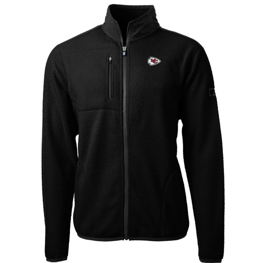 Men's Cutter & Buck Black Kansas City Chiefs Cascade Eco Sherpa Fleece Full-Zip Jacket