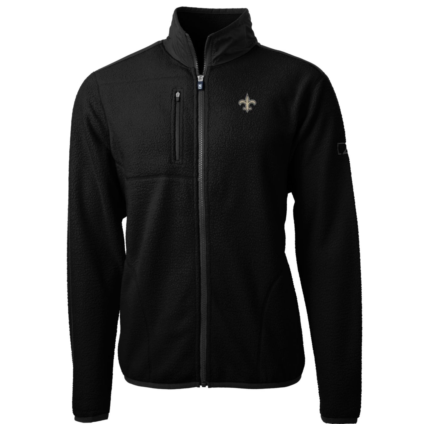 Men's Cutter & Buck Black New Orleans Saints Cascade Eco Sherpa Fleece Full-Zip Jacket