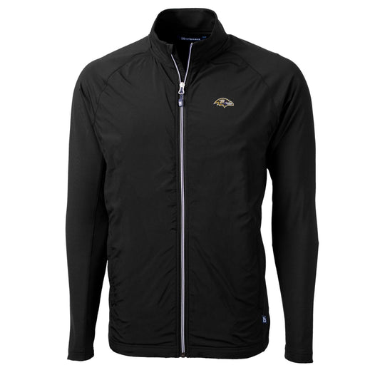 Men's Cutter & Buck Black Baltimore Ravens Big & Tall Adapt Eco Knit Full-Zip Raglan Jacket