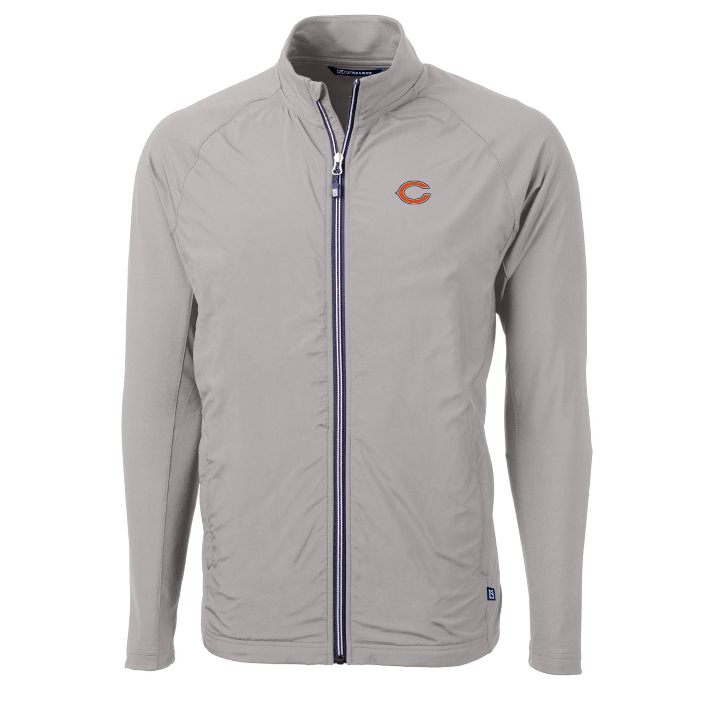 Men's Cutter & Buck Gray Chicago Bears Big & Tall Adapt Eco Knit Full-Zip Raglan Jacket
