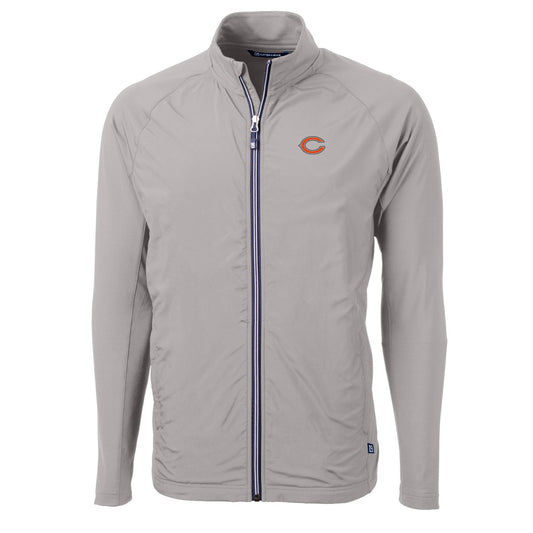 Men's Cutter & Buck Gray Chicago Bears Big & Tall Adapt Eco Knit Full-Zip Raglan Jacket