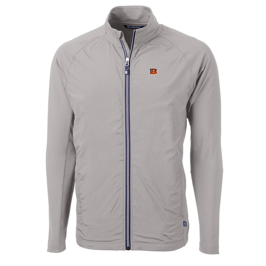 Men's Cutter & Buck Gray Cincinnati Bengals Big & Tall Adapt Eco Knit Full-Zip Raglan Jacket