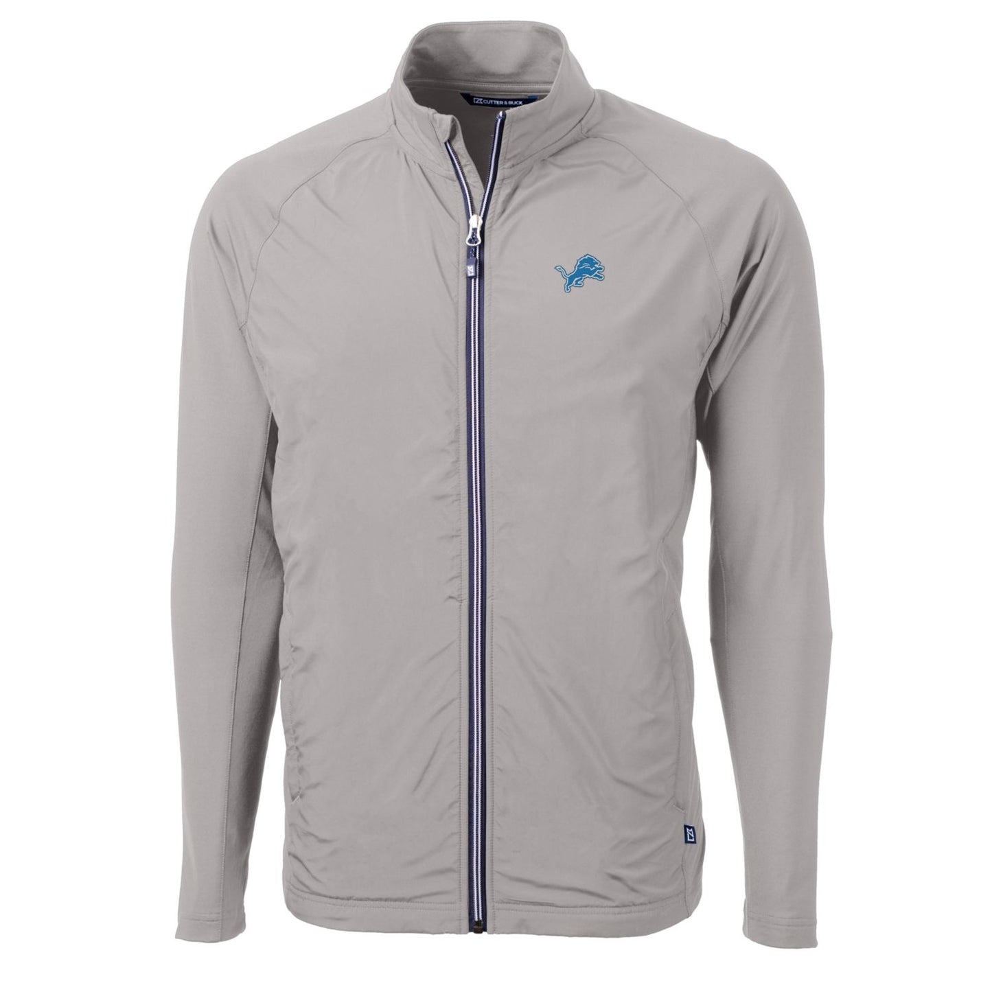 Men's Cutter & Buck Gray Detroit Lions Big & Tall Adapt Eco Knit Full-Zip Raglan Jacket