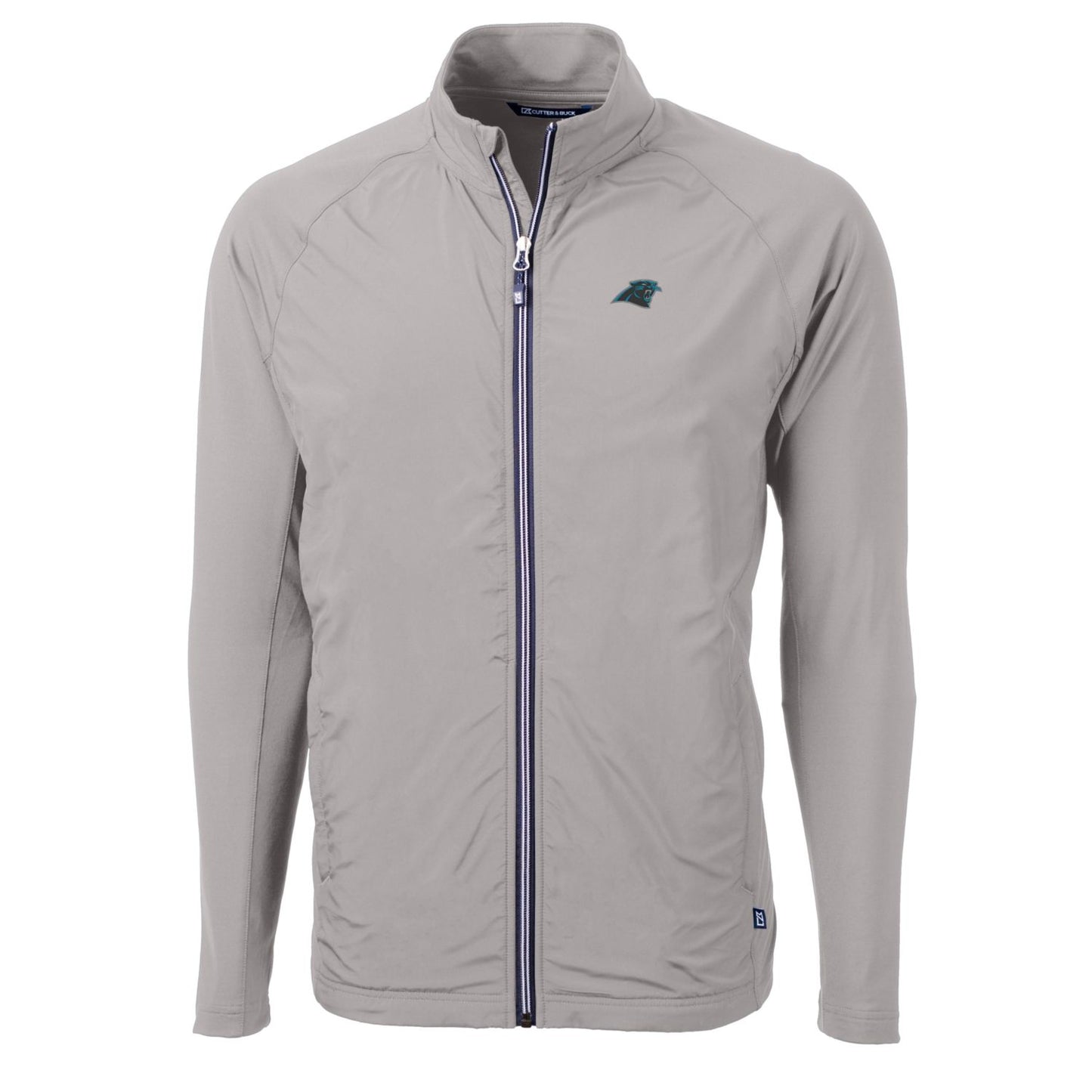 Men's Cutter & Buck Gray Carolina Panthers Big & Tall Adapt Eco Knit Full-Zip Raglan Jacket