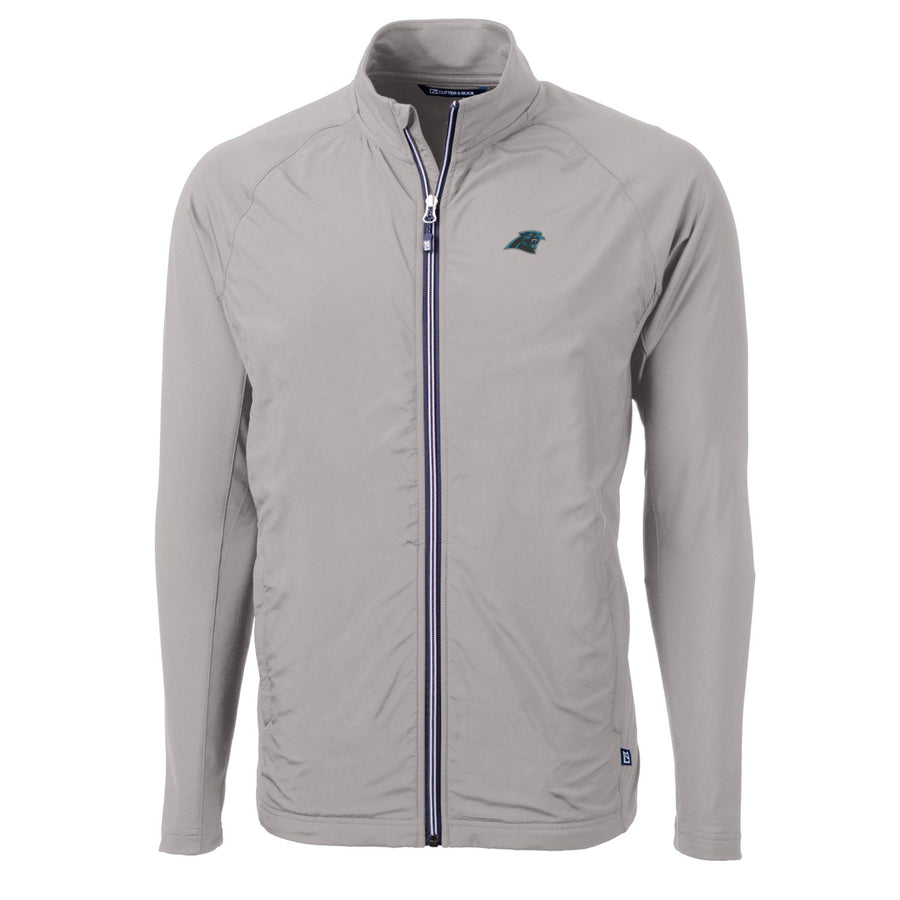 Men's Cutter & Buck Gray Carolina Panthers Big & Tall Adapt Eco Knit Full-Zip Raglan Jacket