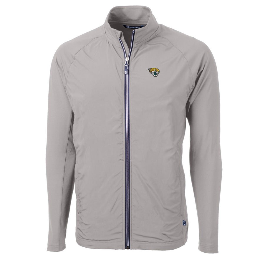 Men's Cutter & Buck Gray Jacksonville Jaguars Big & Tall Adapt Eco Knit Full-Zip Raglan Jacket