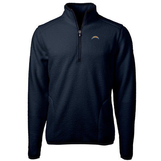 Men's Cutter & Buck Navy Los Angeles Chargers Big & Tall Cascade Eco Sherpa Fleece Quarter-Zip Pullover Jacket