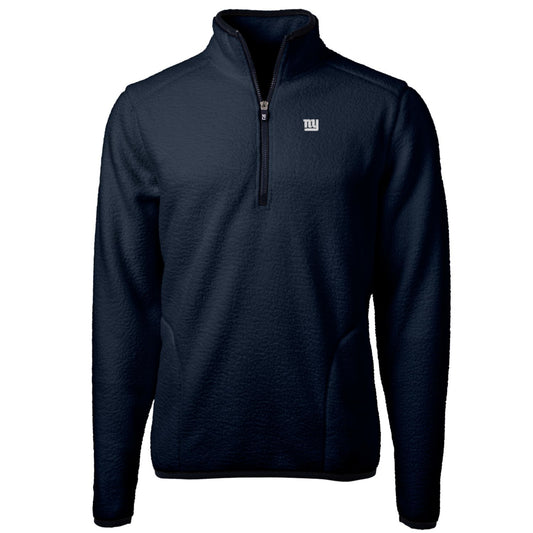 Men's Cutter & Buck Navy New York Giants Big & Tall Cascade Eco Sherpa Fleece Quarter-Zip Pullover Jacket