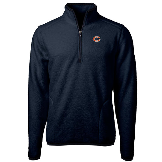 Men's Cutter & Buck Navy Chicago Bears Big & Tall Cascade Eco Sherpa Fleece Quarter-Zip Pullover Jacket