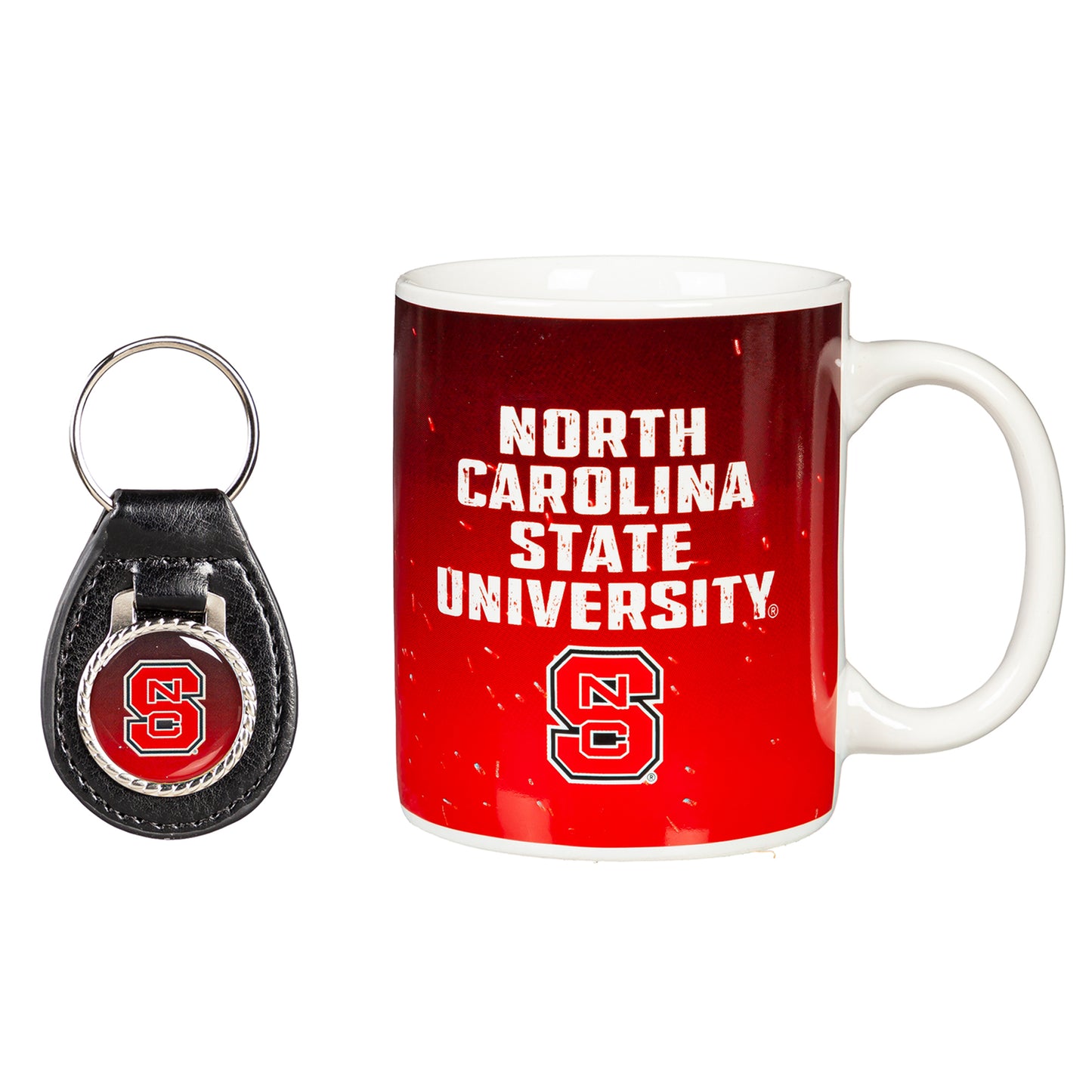 NC State Wolfpack 11oz. Ceramic Coffee Cup & Leather Keychain Gift Set