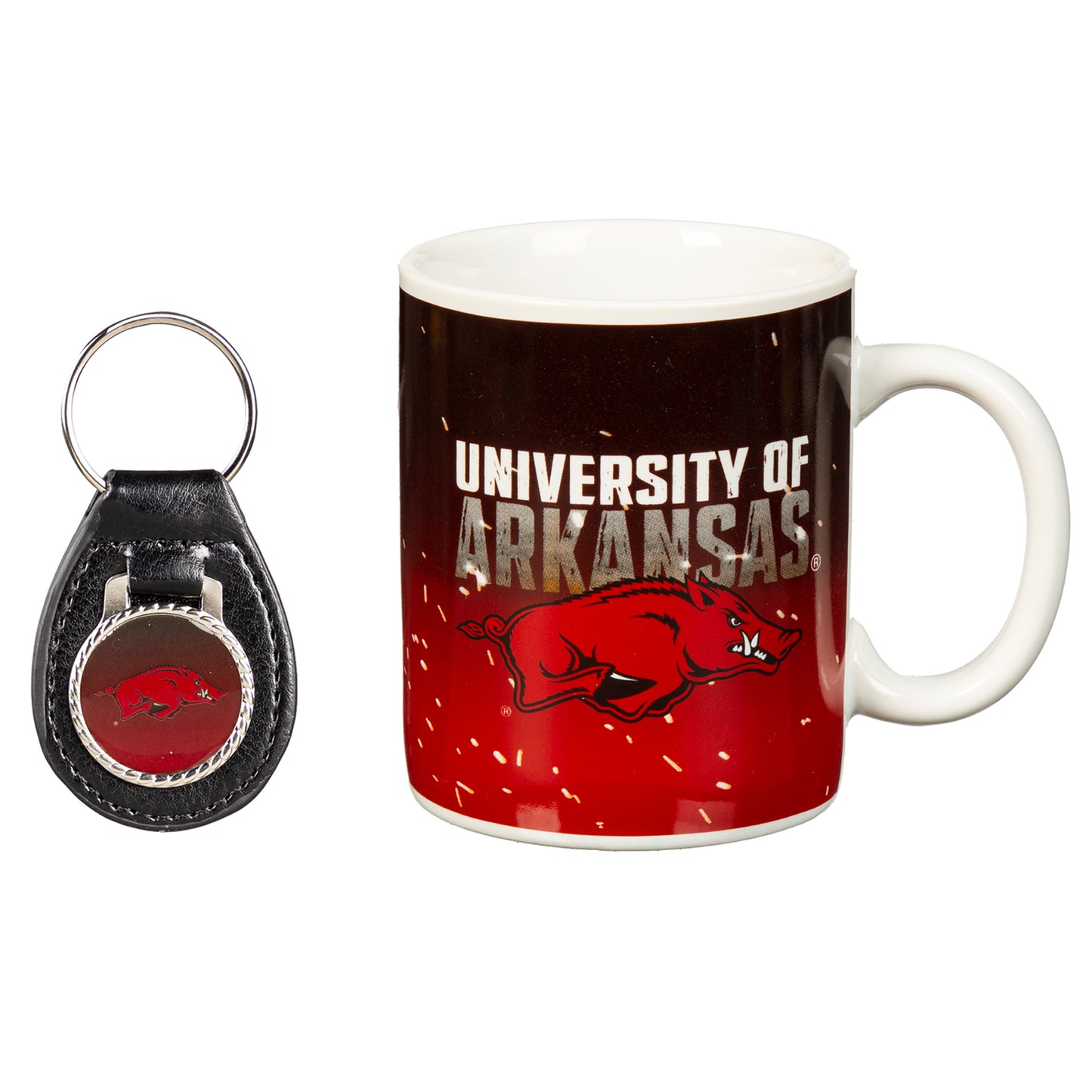 Arkansas Razorbacks 11oz. Ceramic Coffee Cup & Leather Keychain Gift Set