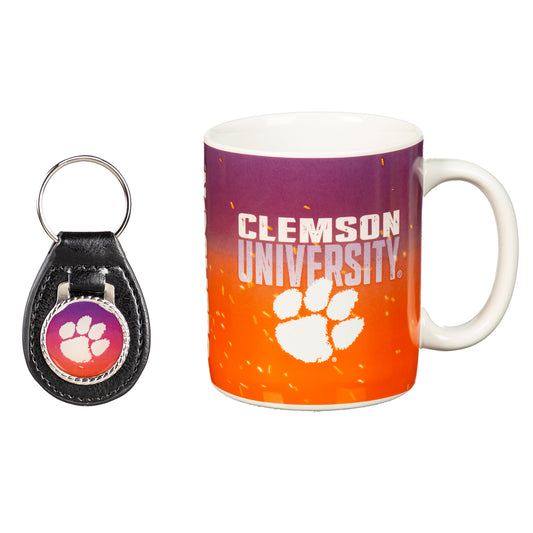 Clemson Tigers 11oz. Ceramic Coffee Cup & Leather Keychain Gift Set