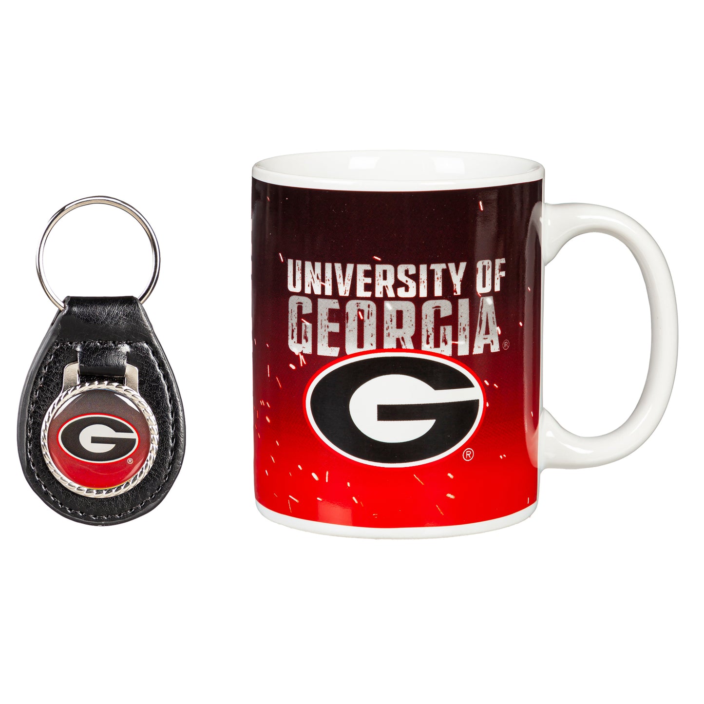 Georgia Bulldogs 11oz. Ceramic Coffee Cup & Leather Keychain Gift Set