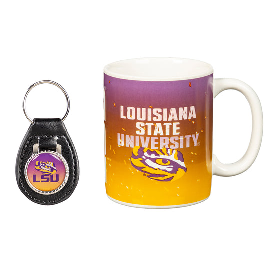 LSU Tigers 11oz. Ceramic Coffee Cup & Leather Keychain Gift Set