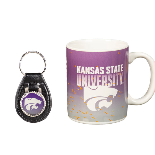 Kansas State Wildcats 11oz. Ceramic Coffee Cup & Leather Keychain Gift Set
