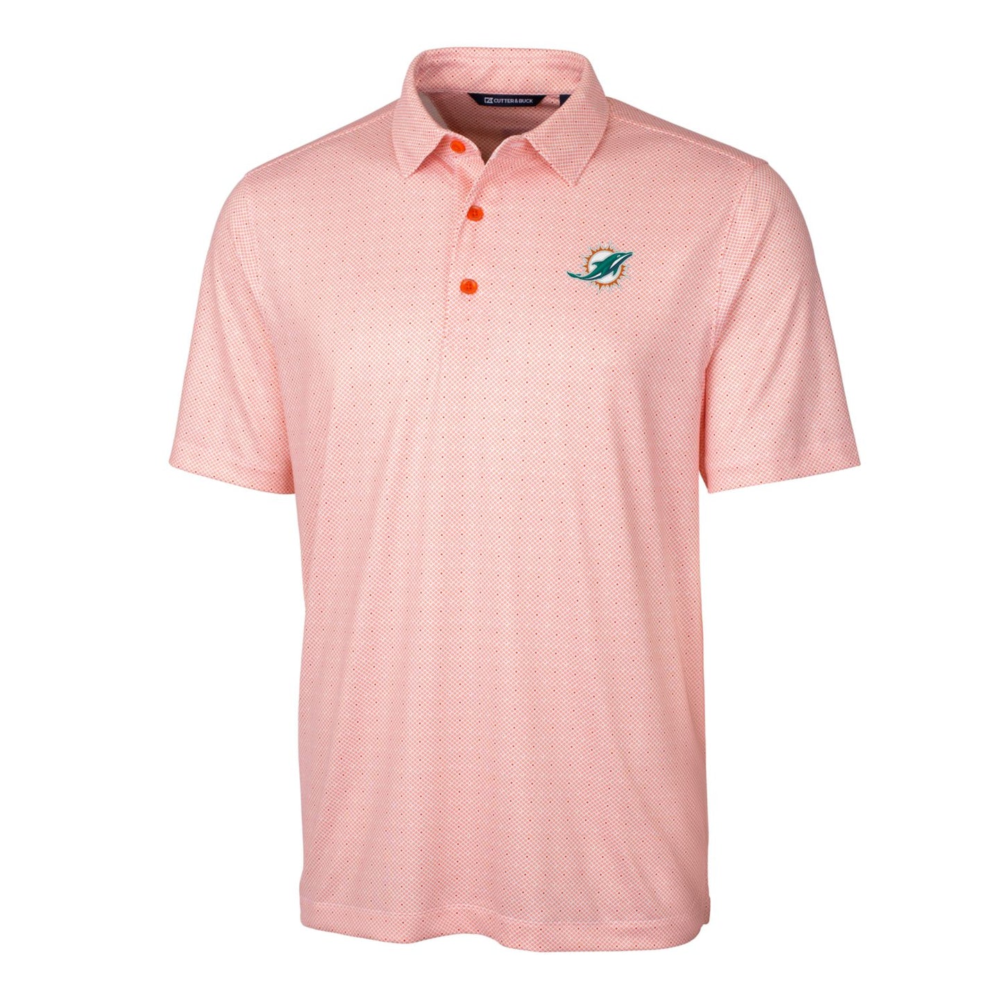 Men's Cutter & Buck Orange Miami Dolphins Big & Tall Pike Double Dot Stretch Polo