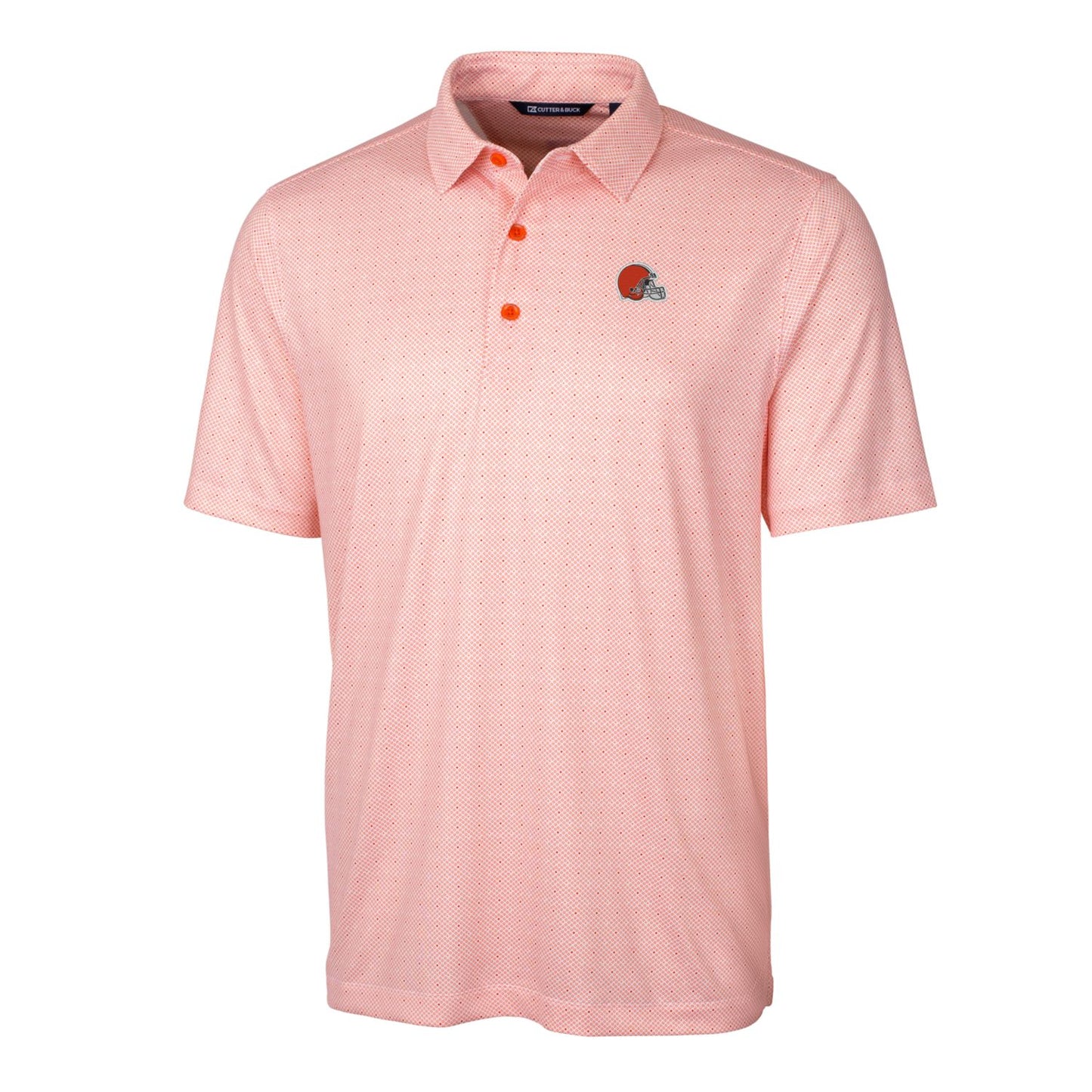 Men's Cutter & Buck Orange Cleveland Browns Big & Tall Pike Double Dot Stretch Polo