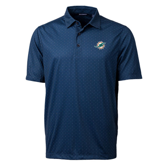 Men's Cutter & Buck Navy Miami Dolphins Big & Tall Pike Double Dot Stretch Polo