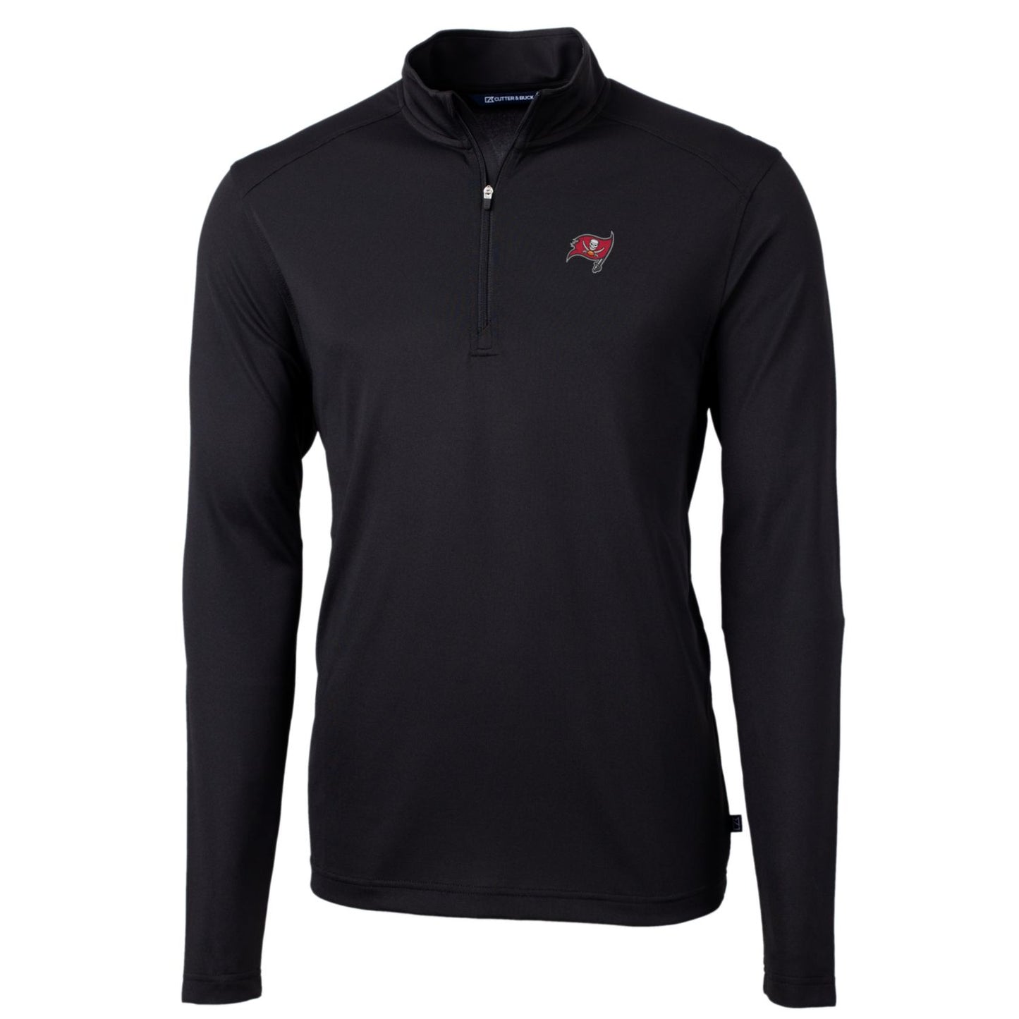Men's Cutter & Buck Black Tampa Bay Buccaneers Big & Tall Virtue Eco Pique Quarter-Zip Pullover Jacket