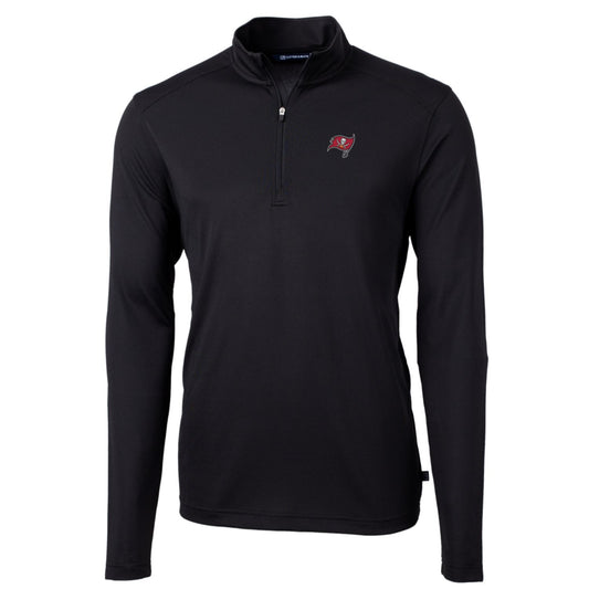 Men's Cutter & Buck Black Tampa Bay Buccaneers Big & Tall Virtue Eco Pique Quarter-Zip Pullover Jacket