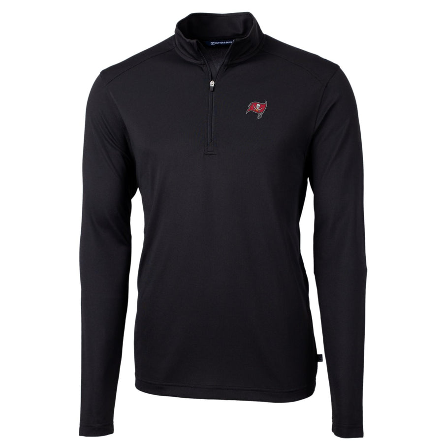 Men's Cutter & Buck Black Tampa Bay Buccaneers Big & Tall Virtue Eco Pique Quarter-Zip Pullover Jacket
