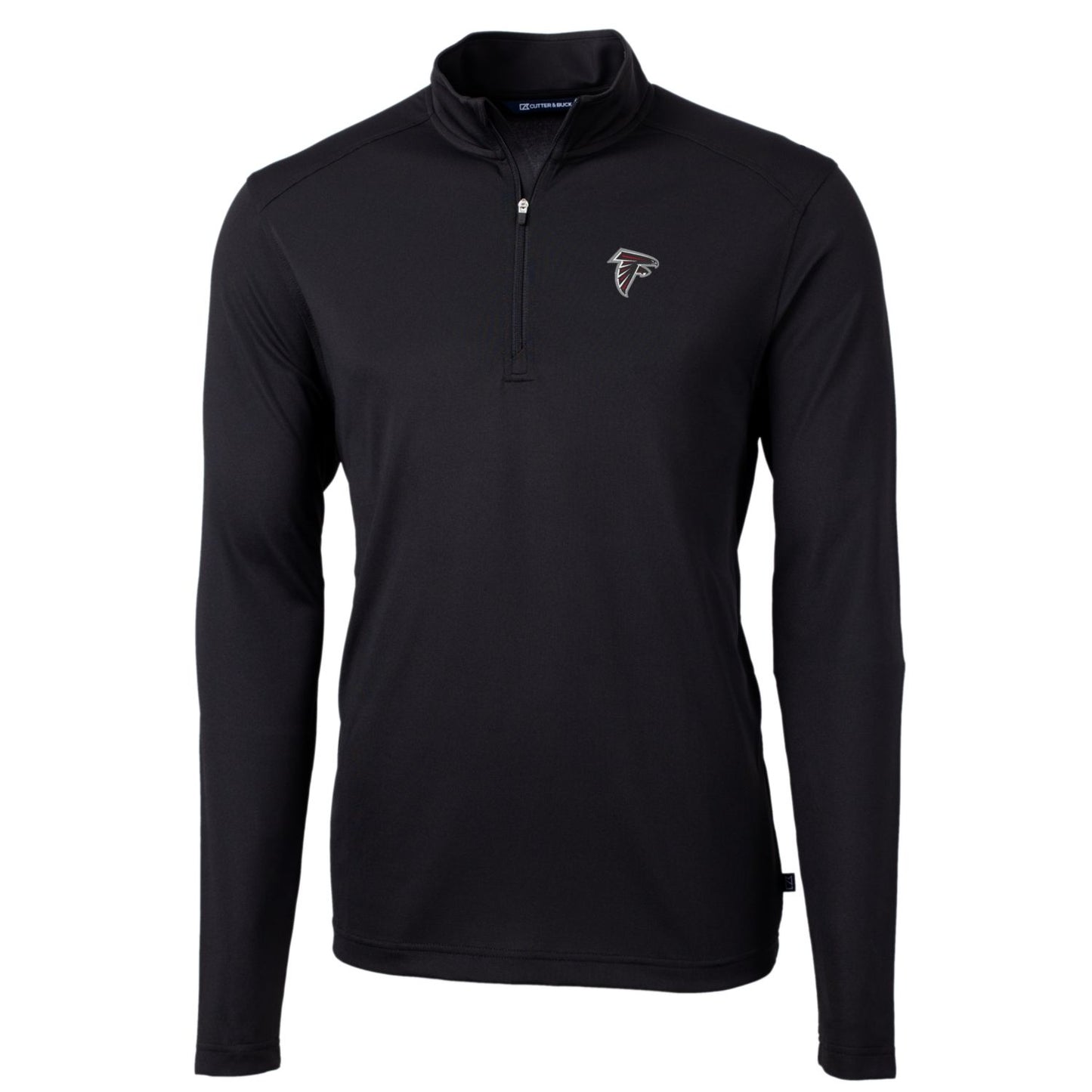 Men's Cutter & Buck Black Atlanta Falcons Big & Tall Virtue Eco Pique Quarter-Zip Pullover Jacket