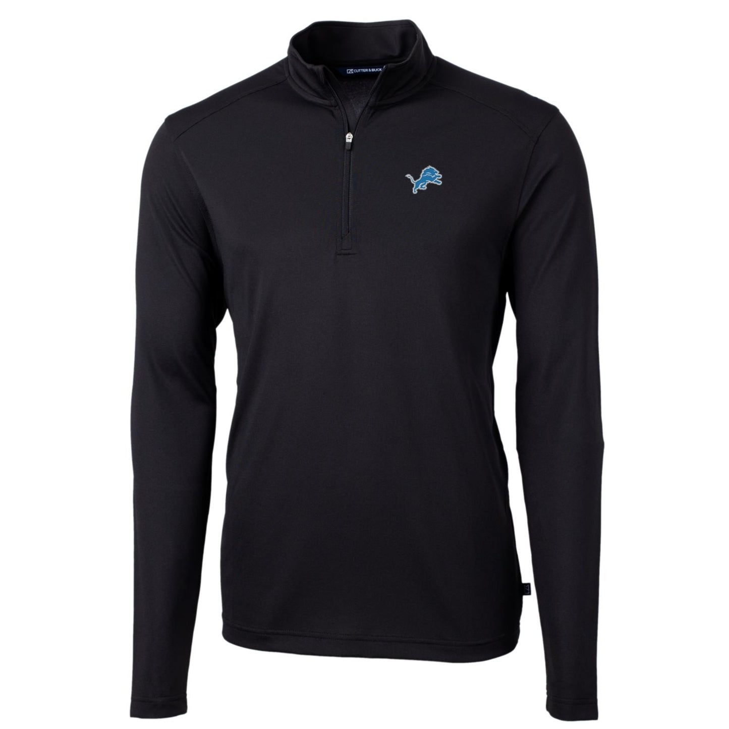Men's Cutter & Buck Black Detroit Lions Big & Tall Virtue Eco Pique Quarter-Zip Pullover Jacket