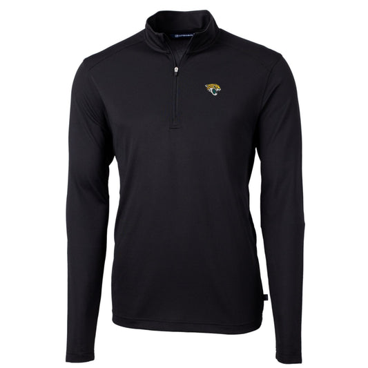 Men's Cutter & Buck Black Jacksonville Jaguars Big & Tall Virtue Eco Pique Quarter-Zip Pullover Jacket