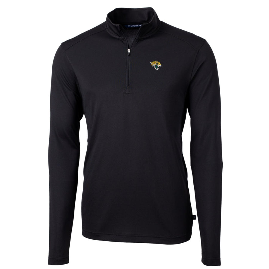Men's Cutter & Buck Black Jacksonville Jaguars Big & Tall Virtue Eco Pique Quarter-Zip Pullover Jacket
