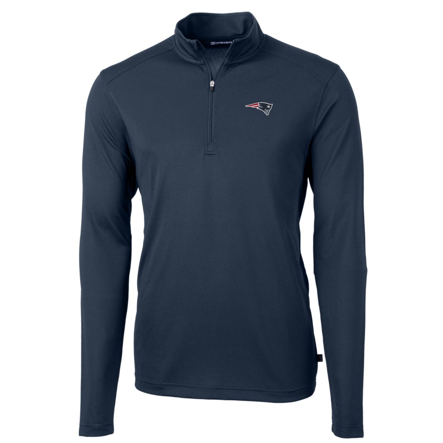 Men's Cutter & Buck Navy New England Patriots Big & Tall Virtue Eco Pique Quarter-Zip Pullover Jacket