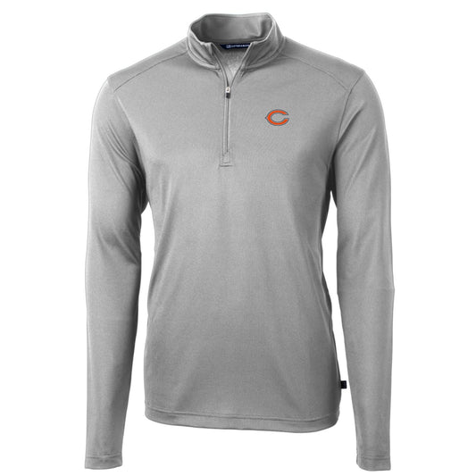 Men's Cutter & Buck Gray Chicago Bears Big & Tall Virtue Eco Pique Quarter-Zip Pullover Jacket