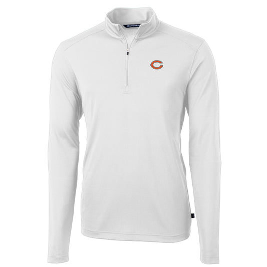 Men's Cutter & Buck White Chicago Bears Big & Tall Virtue Eco Pique Quarter-Zip Pullover Jacket