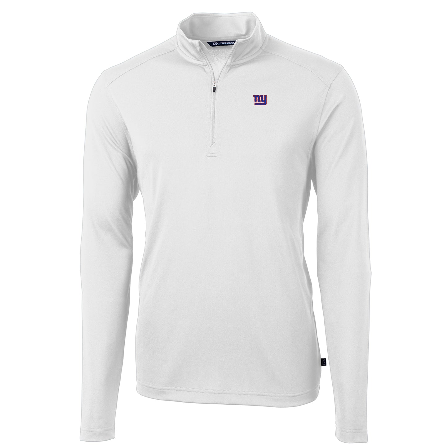 Men's Cutter & Buck White New York Giants Big & Tall Virtue Eco Pique Quarter-Zip Pullover Jacket