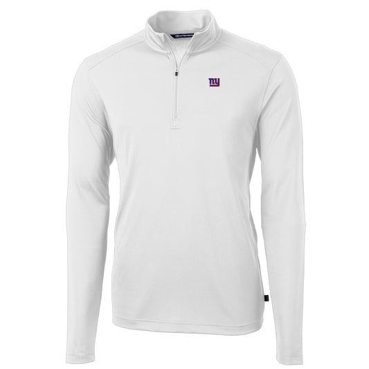 Men's Cutter & Buck White New York Giants Big & Tall Virtue Eco Pique Quarter-Zip Pullover Jacket