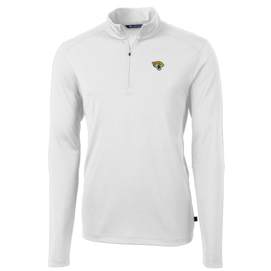 Men's Cutter & Buck White Jacksonville Jaguars Big & Tall Virtue Eco Pique Quarter-Zip Pullover Jacket