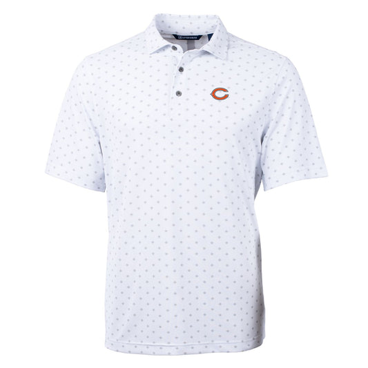 Men's Cutter & Buck White Chicago Bears Big & Tall Virtue Eco Pique Tile Polo