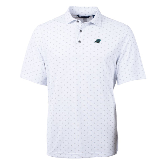 Men's Cutter & Buck White Carolina Panthers Big & Tall Virtue Eco Pique Tile Polo