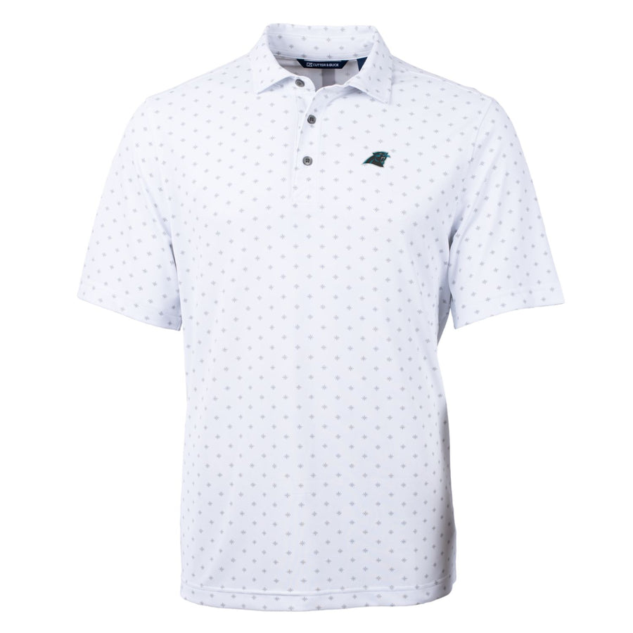 Men's Cutter & Buck White Carolina Panthers Big & Tall Virtue Eco Pique Tile Polo